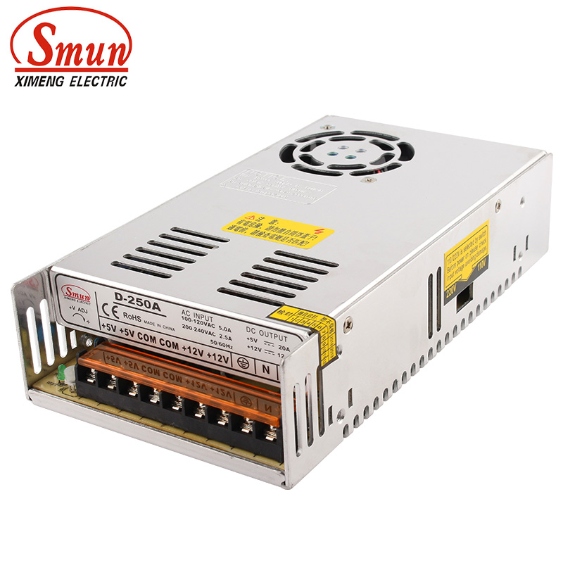 Smps Power Supply - SMUN D-250A 250W 5V 12V çift