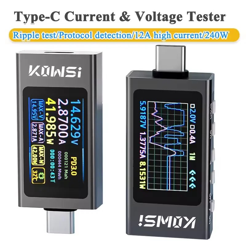 Power Supply Tester - KWS-X1 Tip-C Akım ve Gerilim Monitörü
